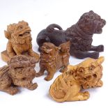 5 Japanese carved wood dragon figures and netsuke, largest length 9.5cm (5)