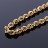 WITHDRAWN A late 20th century 9ct gold rope twist chain necklace, necklace length 46cm,