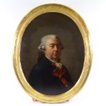 18th century French School, oil on canvas, half length portrait of a gentleman, unsigned with