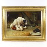 Johnny Gaston (born 1955), oil on board, feeding time, signed and dated '84, 15" x 21", framed