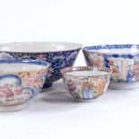 4 Chinese porcelain bowls, largest diameter 16cm (A/F)