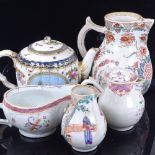 A group of 18th century Chinese porcelain items, jug height 17.5cm (5)