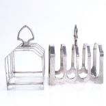 A pair of silver 5-bar toast racks, by Viner's Ltd, hallmarks Sheffield 1932 and 1958, length 9.5cm,