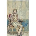 Daniele Bucciarelli (Italian 1839 - 1911), watercolour, genre portrait, signed, 10" x 6.5", framed