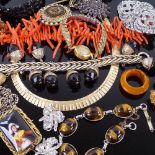 Various jewellery, including 18ct gold cased Camy lady's wristwatch, coral necklace, painted