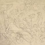 19th century sheet of pencil sketches, Classical figures, unsigned, 8" x 10", unframed Slight