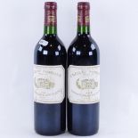 2 bottles of 1993 red Bordeaux wine, Chateau Margaux, First Growth 1er Grand Cru Classe, Margaux,