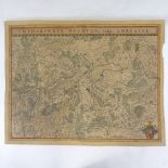 William Blaeu, hand coloured map of Lorraine, France, 1640, sheet size 16" x 20.5", unframed Torn