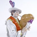 Meissen porcelain figure, Piedmont Piper, early 20th century, height 27cm Perfect condition