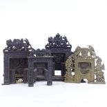 A group of Victorian cast-iron and brass fireplace design doorstops, largest height 30cm (4)