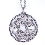 A Danish stylised sterling silver Viking Revival pendant necklace on unmarked chain, pendant