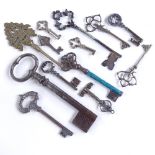 WITHDRAWN - A collection of Antique keys, mainly delicate French unmarked white metal (13)