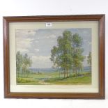 Owen Morgan, watercolour, landscape, signed, 15" x 19.5", framed Very light foxing