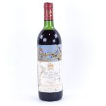 A bottle of red Bordeaux wine, 1981 Chateau Mouton Rothschild, First Growth 1er Grand Cru Classe,