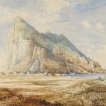 19th century watercolour, view of Gibraltar, unsigned, 9.5" x 13.5", framed A few light fox marks