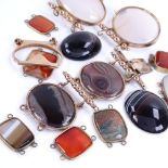 Various polished hardstone jewellery parts, including banded agate and moss agate Lot sold as seen