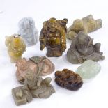 A group of Oriental jade, tigers eye and other hardstone carvings