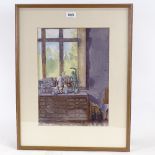 Robert Wraith, watercolour, artist's studio, signed, 15" x 10.5", framed Good condition