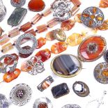 A large quantity of Antique and Vintage Scottish Celtic design jewellery, including banded agate