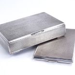 A Danish sterling silver rectangular cigar box with engine turned decoration, length 13.5cm, and a