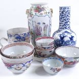 A group of Chinese porcelain, including a polychrome painted vase, height 22cm (A/F)