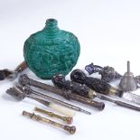 A mixed group of items, including 4 Victorian propelling pencils, Scottish miniature knife and