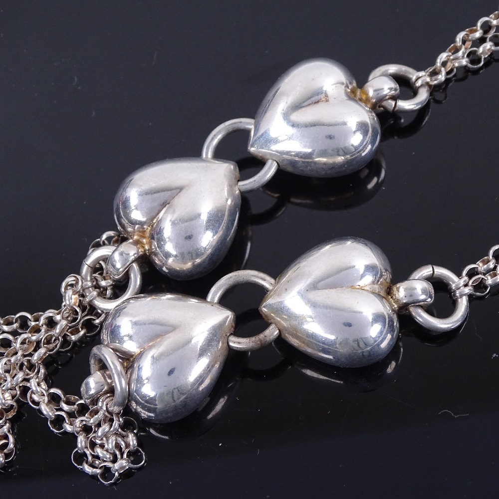 A long sterling silver heart design necklace/belt, length 92cm, 41.8g Very good original - Image 5 of 5