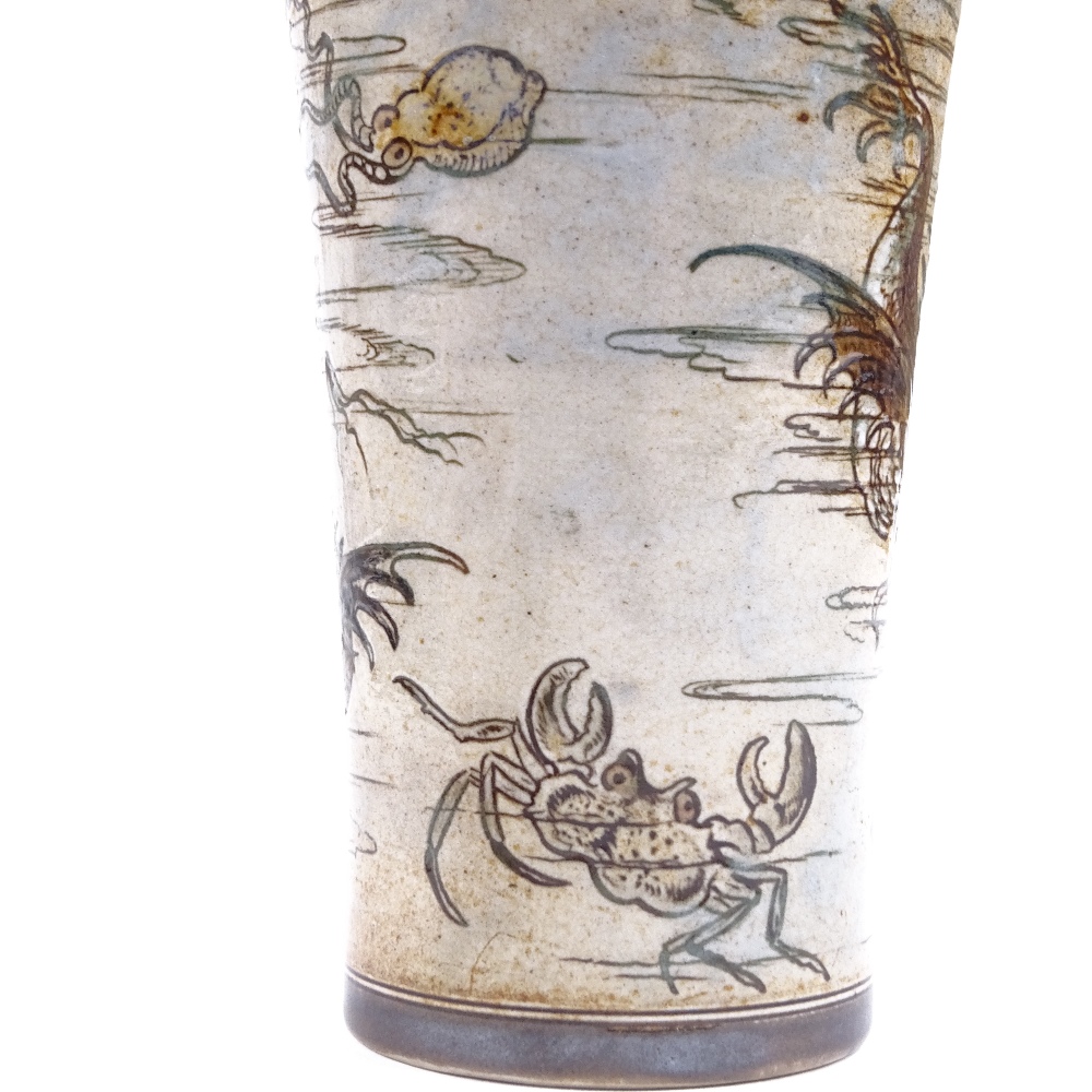 MARTIN BROTHERS - salt glaze stoneware beaker with hand painted and incised caricature fish and - Image 6 of 6