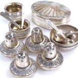 Various silver, including Spanish mother-of-pearl trinket box and Russian cruets Generally good