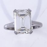 A 4.67ct emerald-cut solitaire diamond ring, with BGI Diamond Grading Report No. 611 K9 G15 11933