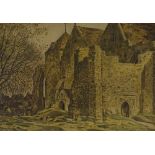 George Graham, watercolour Winchelsea church, signed, 10.5" x 16", framed Good condition