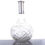 A German silver-mounted cut-glass decanter, height 23cm (no stopper) Good overall condition although
