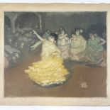 Ricardo Canals Y Llambi, aquatint, Flamenco dance, circa 1910, plate size 14.5" x 17", unframed
