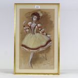 Carl Toms, original watercolour, theatrical costume design, peasant girl, from the Royal Ballet