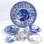 A group of Oriental porcelain bowls, largest 28cm across (6)