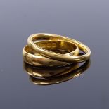 2 22ct gold wedding band rings, band widths 3.4mm and 2.2mm, sizes J and N respectively, 4.4g