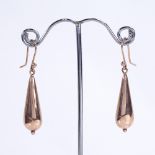 A pair of 9ct rose gold hollow pendant earrings, height excluding fitting 33.4mm, 5.3g Excellent
