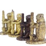 A group of 4 19th century bronze bear design match holders, height 7.5cm