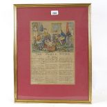Early 19th century hand coloured political caricature print, The Cradle Hymn, published by R Dolby