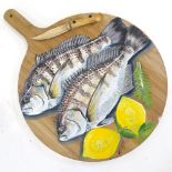 Clive Fredriksson, wood/paint sculpture, fish platter, length 19"