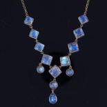 A 9ct gold cabochon moonstone necklace, necklace length 41cm, 4.9g Good overall condition,