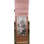 A Chinese scroll painting with text and seals