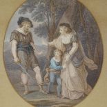 F Bartolozzi, engraving, Queen Margaret and the robber, image 12" x 9.5", framed Good condition
