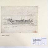 Louis Cabat (1812 - 1893), pencil drawing, Barques Sur Le Lac De Garde, 1837, Studio stamp, 6" x 8",