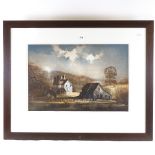 Rowland Hilder, limited edition print, oast houses, signed in pencil, no. 49/175, image 16" x 24",