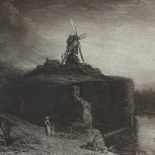 Charles Turner, engraving, Rembrandt's Mill, published 1823, image 5.5" x 7", framed Light foxing in