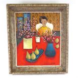 Modern oil on canvas, still life, 30" x 25", framed Good condition