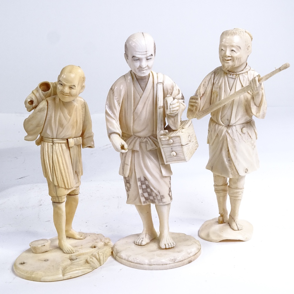 3 Japanese ivory okimono, Meiji Period, largest height 16cm - Image 3 of 5