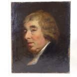 Attributed to John Opie (1761 - 1807), oil on millboard, portrait of a gentleman, unsigned, 17" x