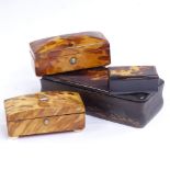 4 19th century tortoiseshell and horn boxes, largest length 10cm